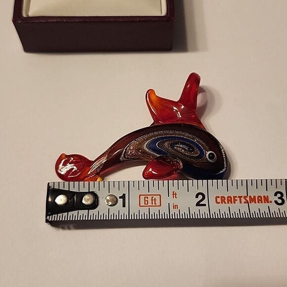 Handblown Glass Dolphin Dichroic Glass Pendant Sea CreatureOcean Womens Jewelry - Picture 4 of 5